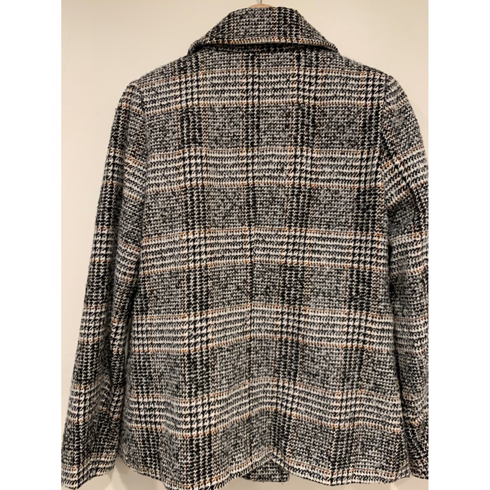 VNTG Maralyn & Me Plaid Pea Coat Dark Academia Tweed Jacket Brown Grey S - Picture 9 of 9